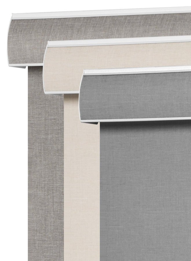 SEEYE Blackout Roller Shades for Windows, Cordless, Roller Blinds, Linen Fabric Window Blinds, Thermal Insulated Fabric UV Protection, Room Darkening Shades for Home,Office (Line Grey, 32" W x 72" H) - Image 1